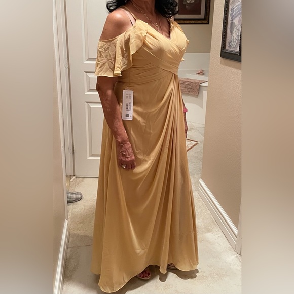 Gold colored Azazie gown, New - Picture 4 of 6
